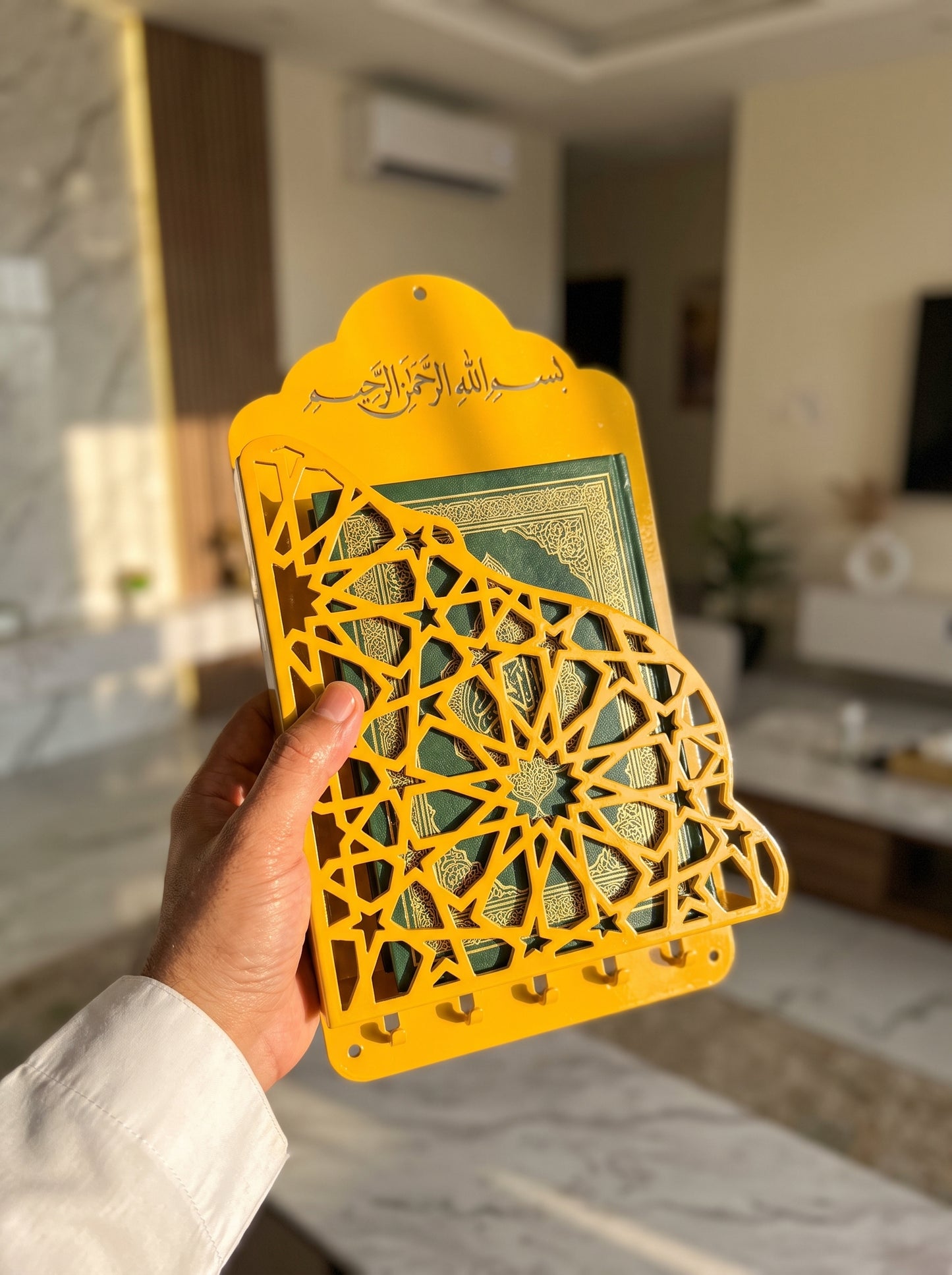 Premium Metal Quran Holder & Janamaz Stand Set (With Tasbeeh Hooks) – Free Delivery & Allowed To Open Before Payment
