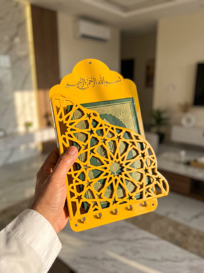 Premium Metal Quran Holder & Janamaz Stand Set (With Tasbeeh Hooks) – Free Delivery & Allowed To Open Before Payment
